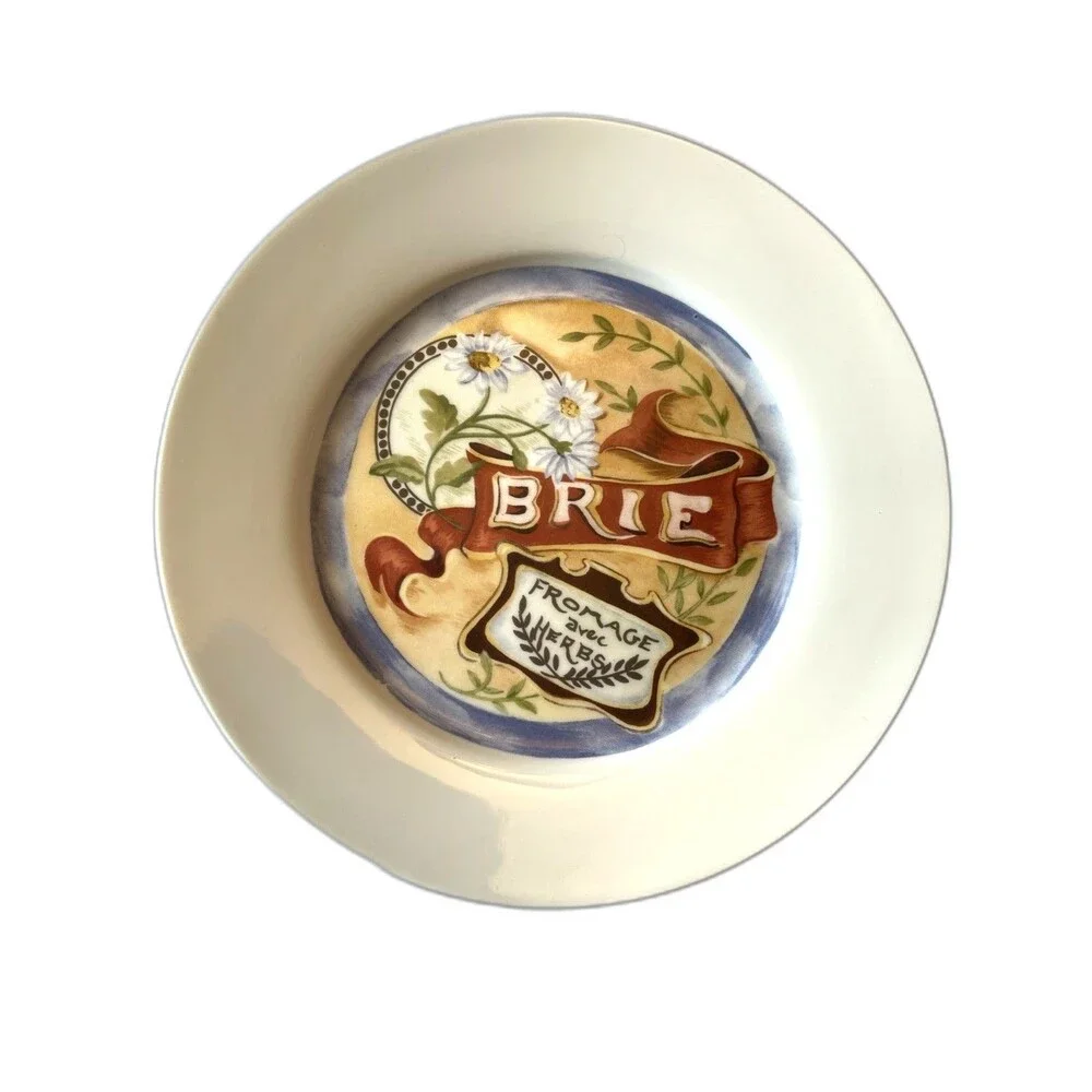 Restoration Hardware Set of 4 Plates CHEESE THEME Lunch Salad Dessert 7 3/4 “